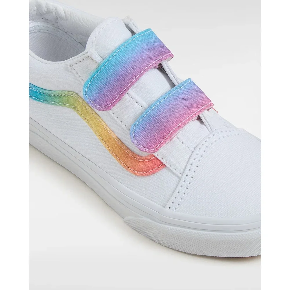 VANS‎ Kids Old Skool Hook and Loop Shoes Rainbow True / White Size 7 NEW
